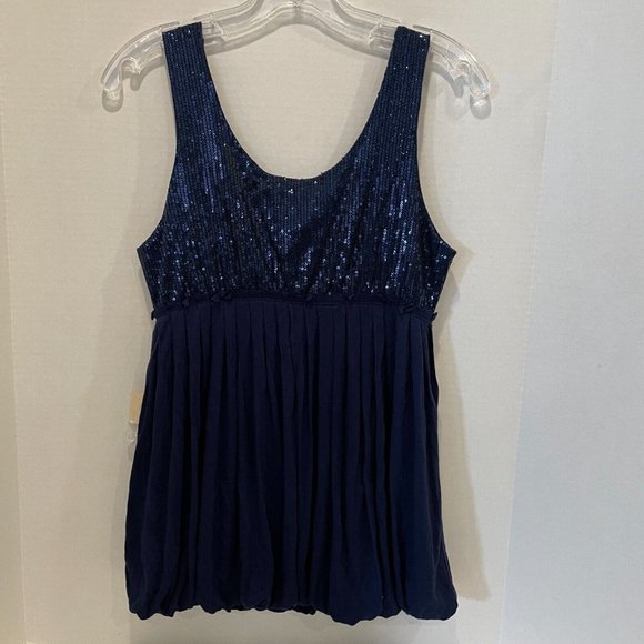 Forever Twenty One Knit Sequin Navy Top Sleeveless Size Large NWT - Picture 6 of 8